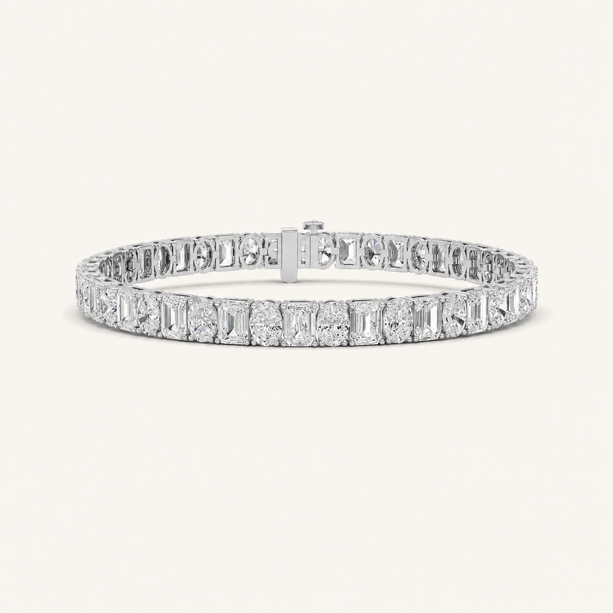 15CT Emerald and Oval Cut Lab Grown Diamond Bracelet