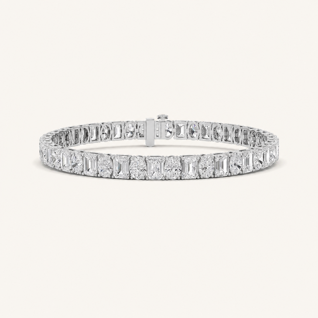 15CT Emerald and Oval Cut Lab Grown Diamond Bracelet