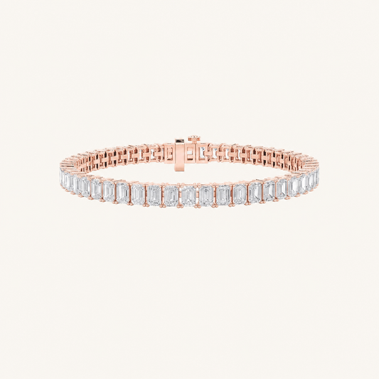 15CT Emerald Cut Lab Grown Diamond Tennis Bracelet