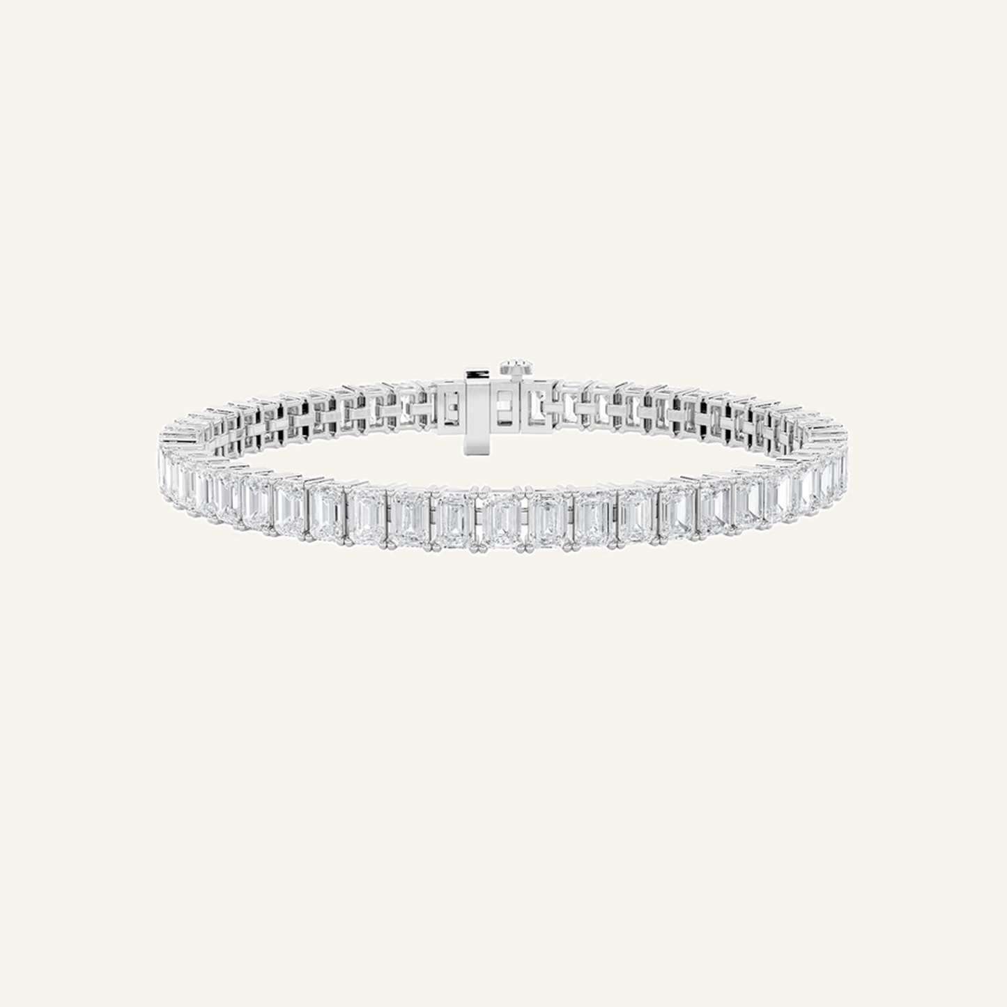 15CT Emerald Cut Lab Grown Diamond Tennis Bracelet