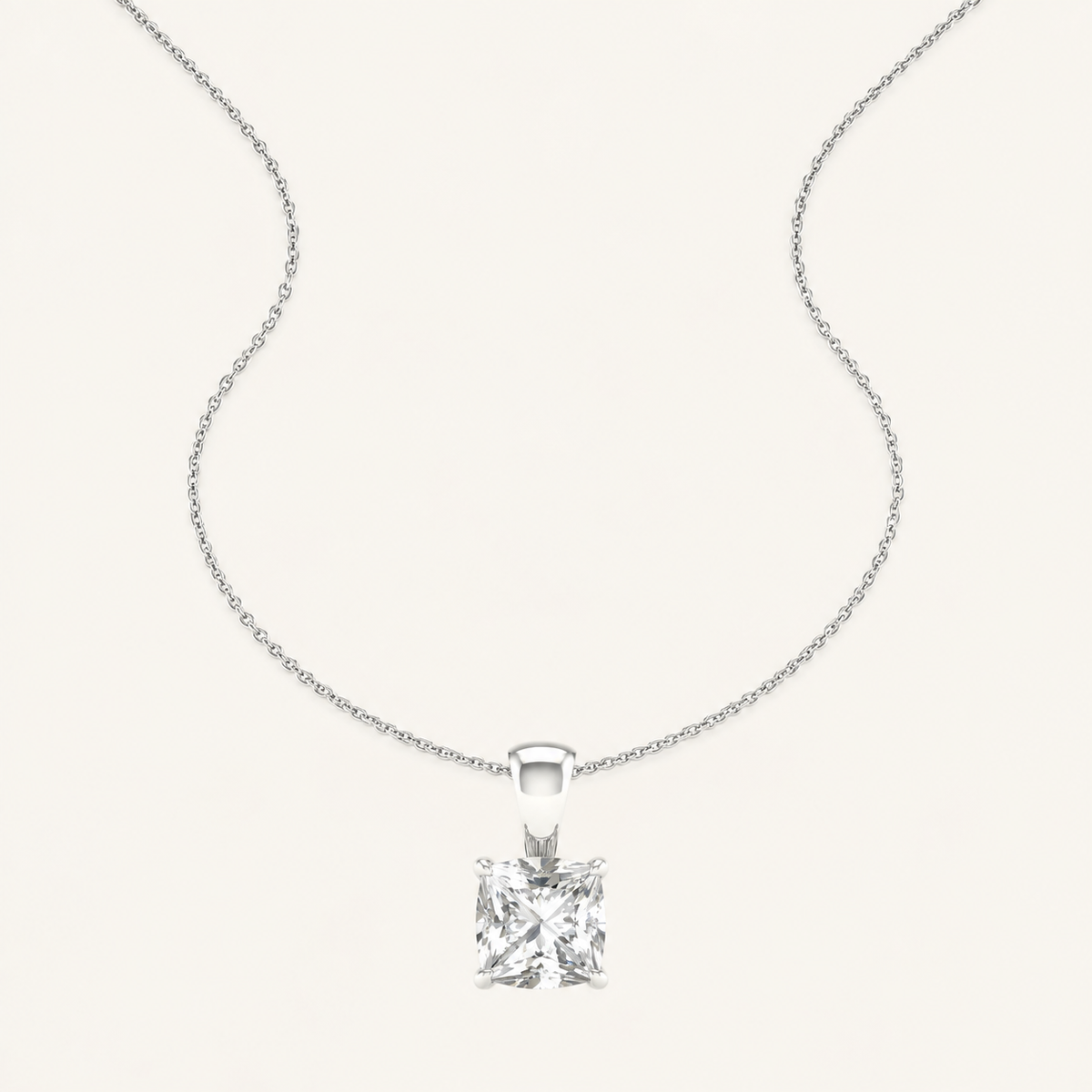 1.00CT Princess Cut Certified Lab Grown Diamond Pendant
