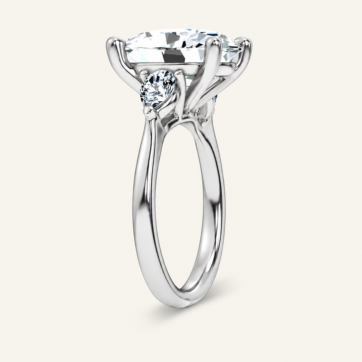 6.61CT Oval Cut Lab Grown Diamond Three Stone Ring