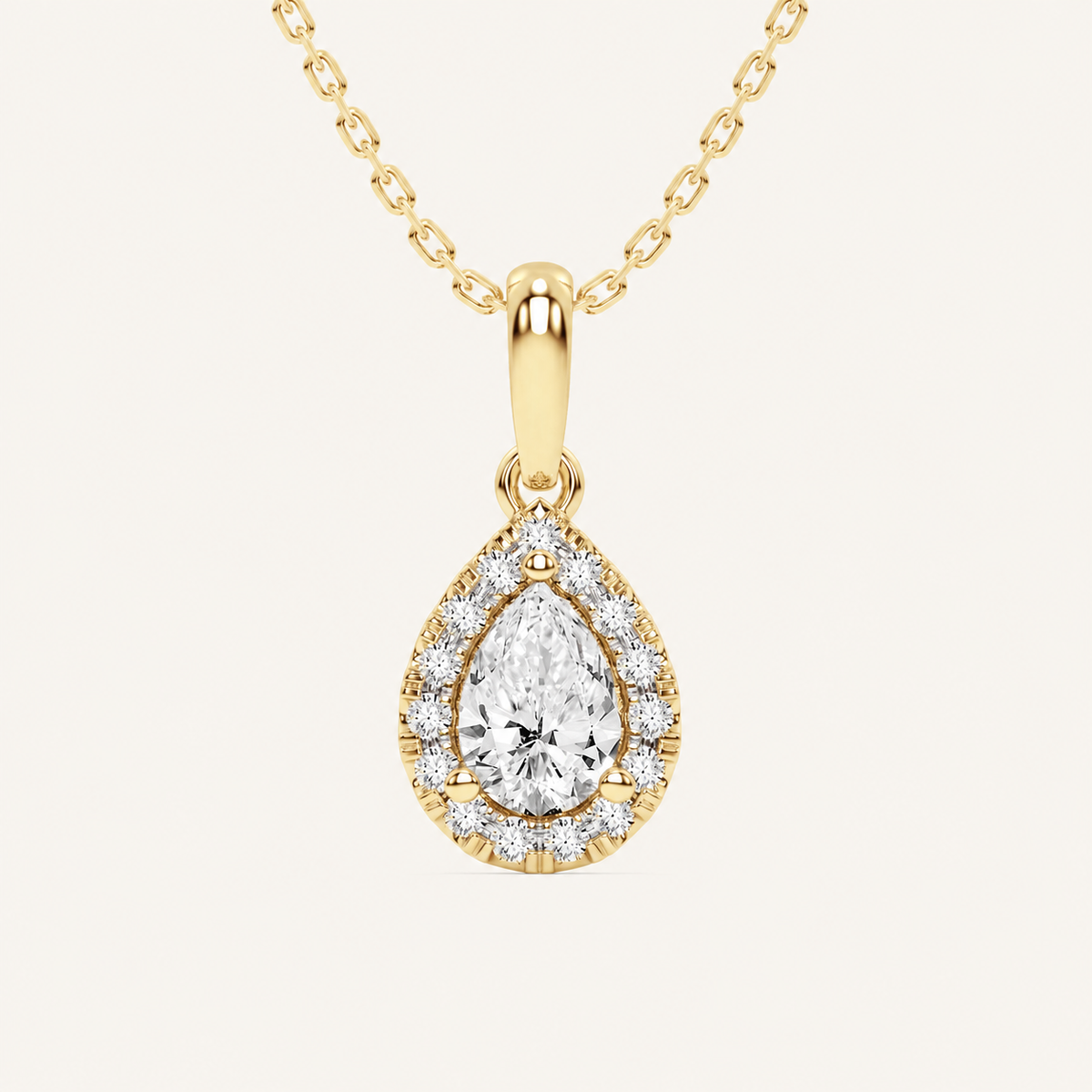 0.62CT Pear Cut Lab Grown Diamond Pendant Necklace