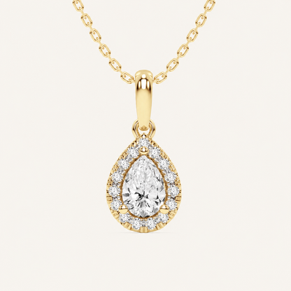 0.62CT Pear Cut Lab Grown Diamond Pendant Necklace