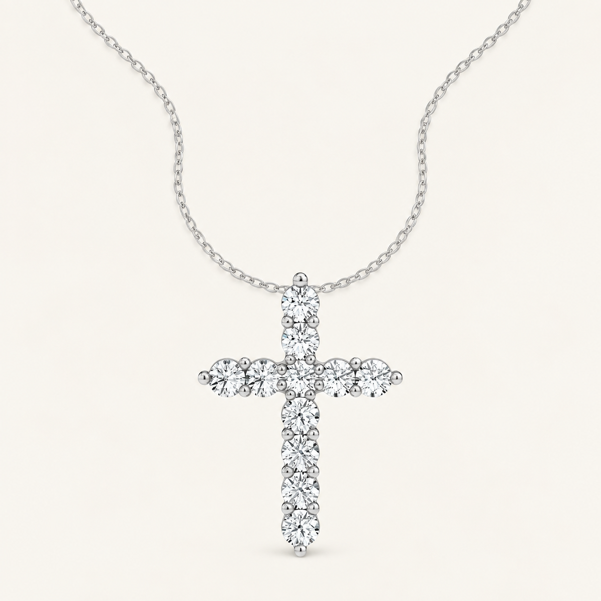 1.00CT Round Cut Certified Lab Grown Diamond Cross Pendant