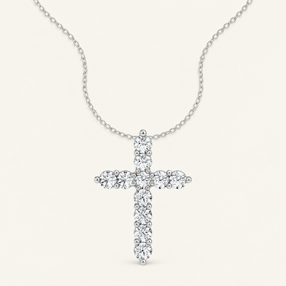 1.00CT Round Cut Certified Lab Grown Diamond Cross Pendant
