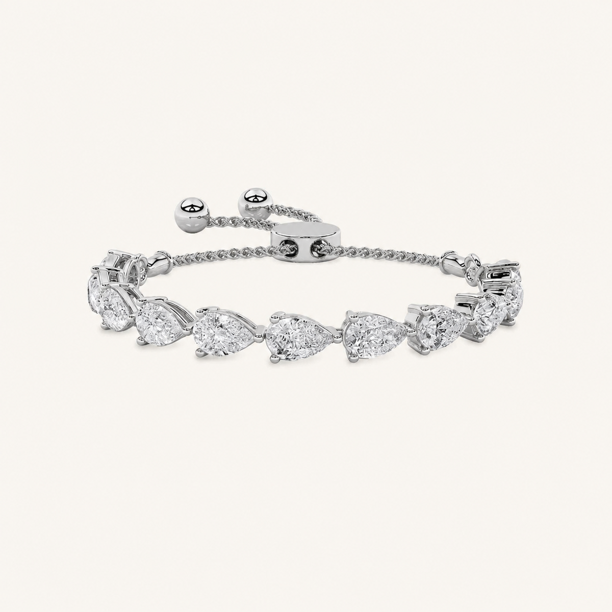 3.5CT Pear Cut Lab Grown Diamond Bolo Bracelet