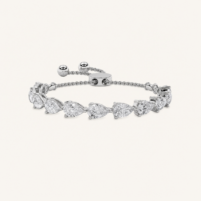 3.5CT Pear Cut Lab Grown Diamond Bolo Bracelet