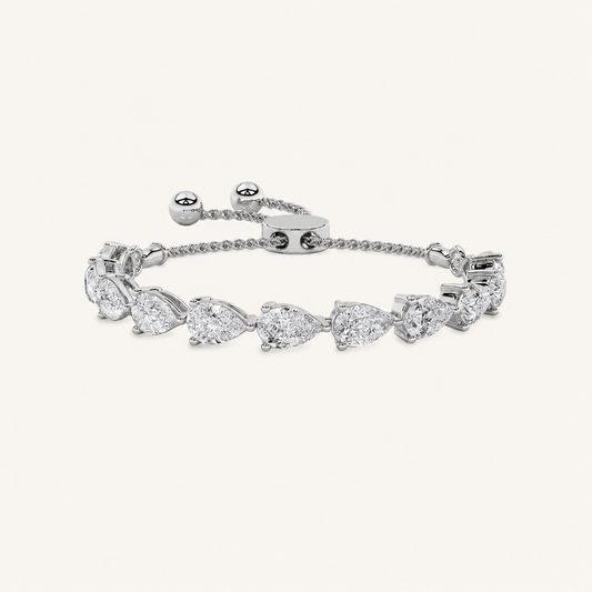 3.5CT Pear Cut Lab Grown Diamond Bolo Bracelet