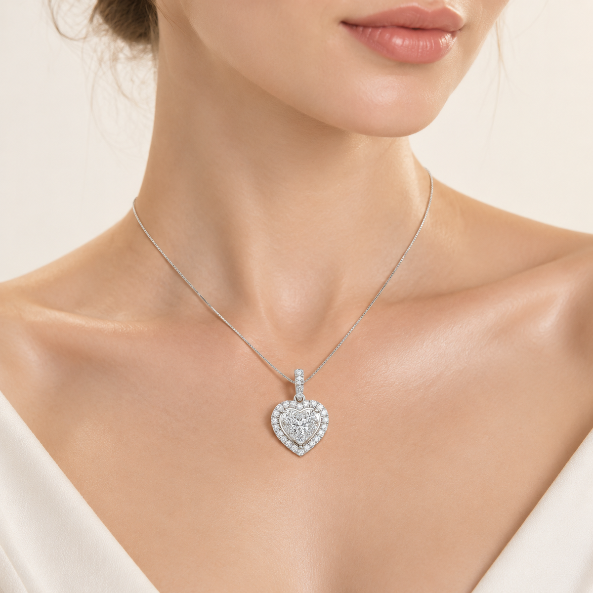 0.50CT Round Cut Lab Grown Diamond Heart Pendant Necklace