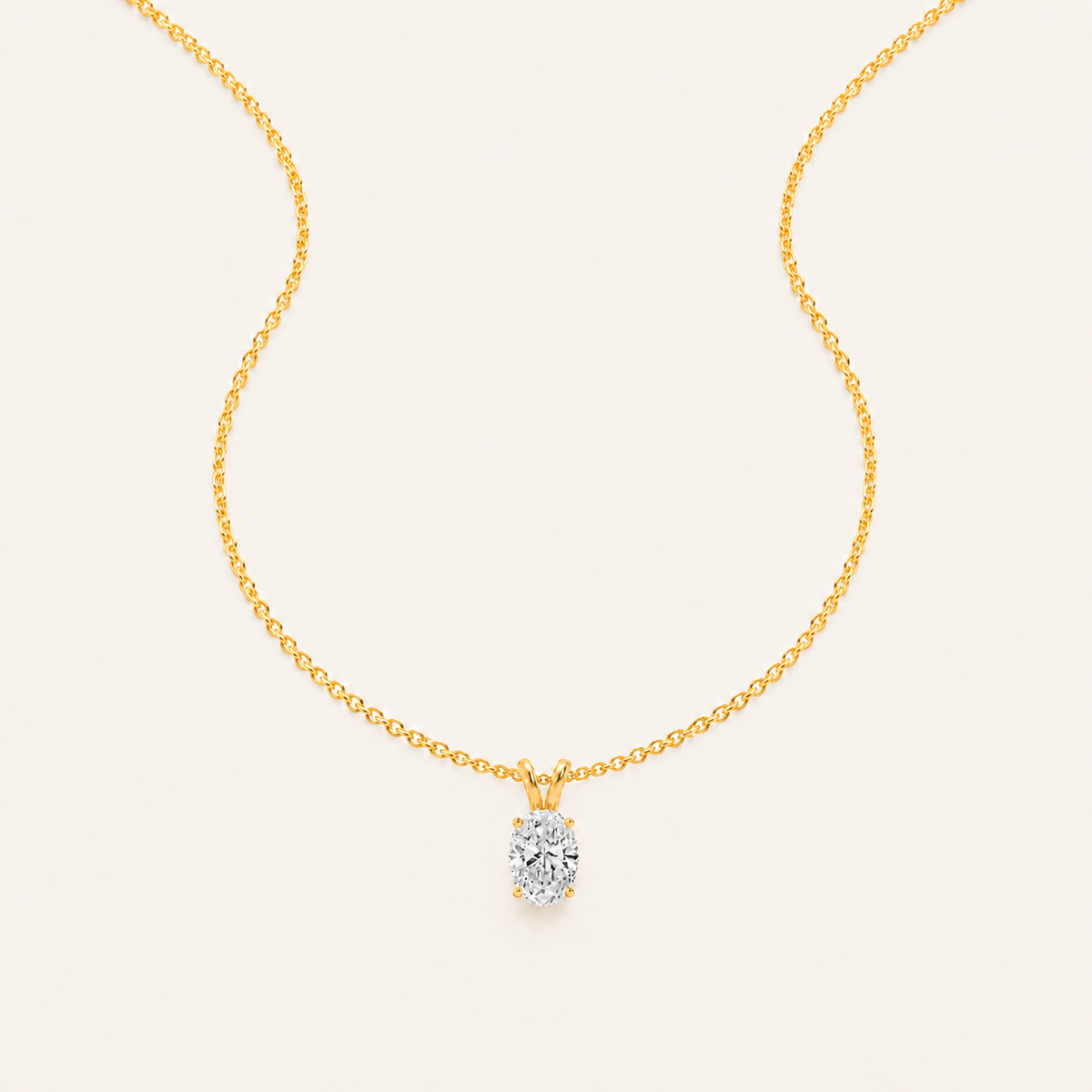 1CT Oval Cut Lab Grown Diamond Split bale Pendant Necklace