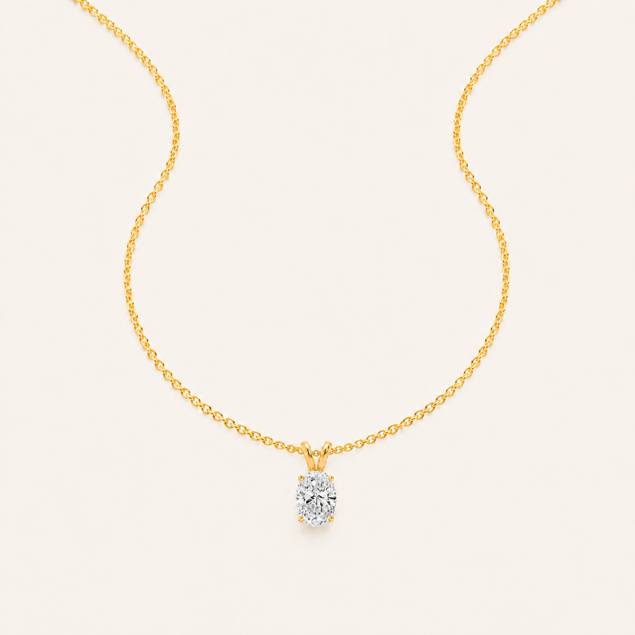 1CT Oval Cut Lab Grown Diamond Split bale Pendant Necklace