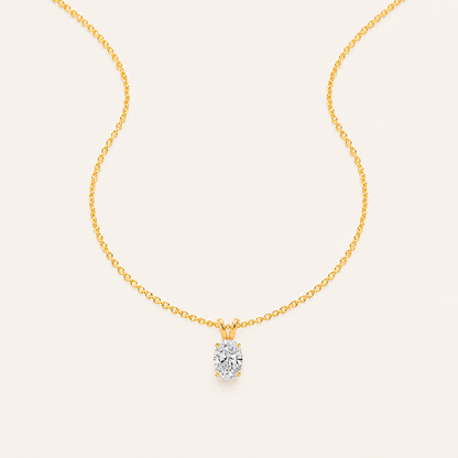 1CT Oval Cut Lab Grown Diamond Split bale Pendant Necklace