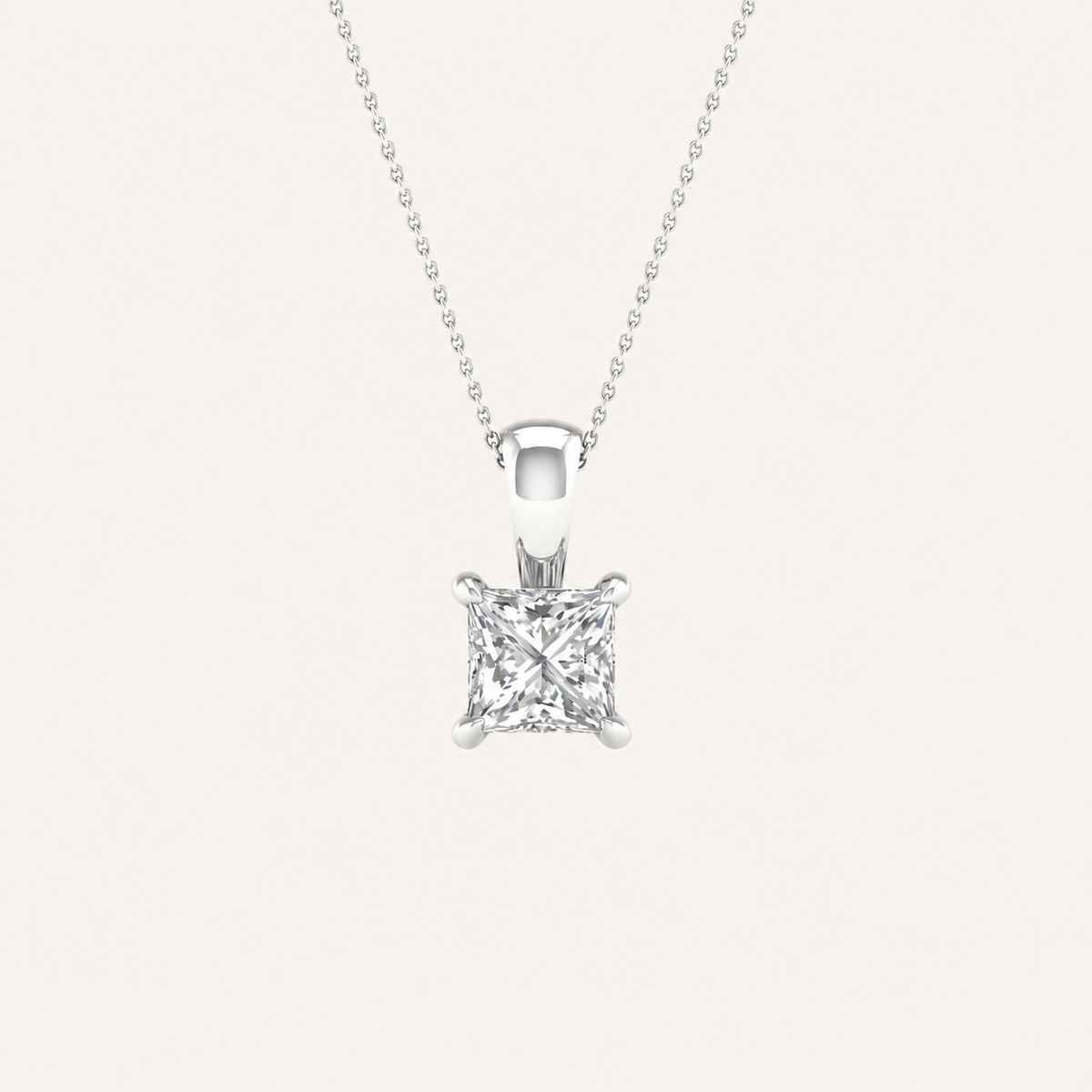 1.00CT Princess Cut Certified Lab Grown Diamond Pendant