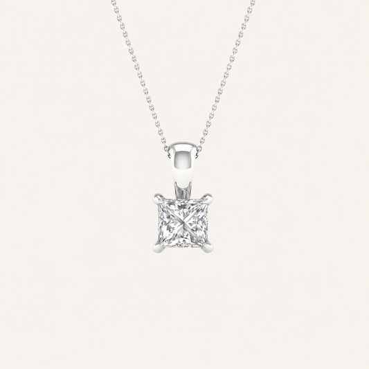 1.00CT Princess Cut Certified Lab Grown Diamond Pendant