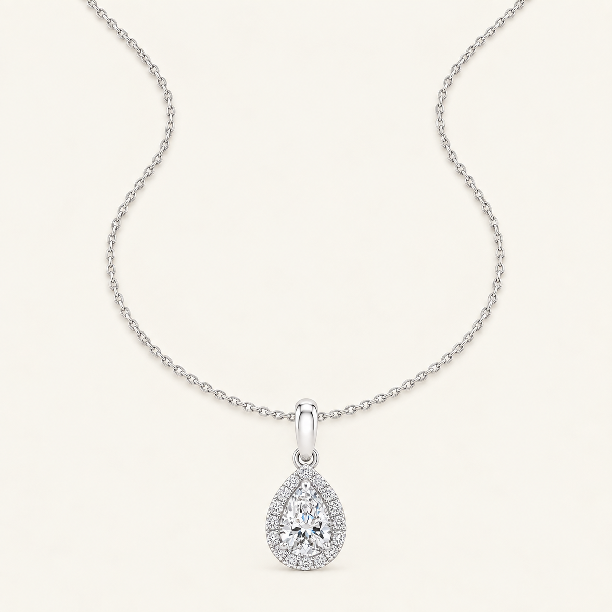 0.60CT Pear Cut Lab Grown Diamond Pendant Necklace