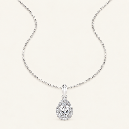 0.60CT Pear Cut Lab Grown Diamond Pendant Necklace