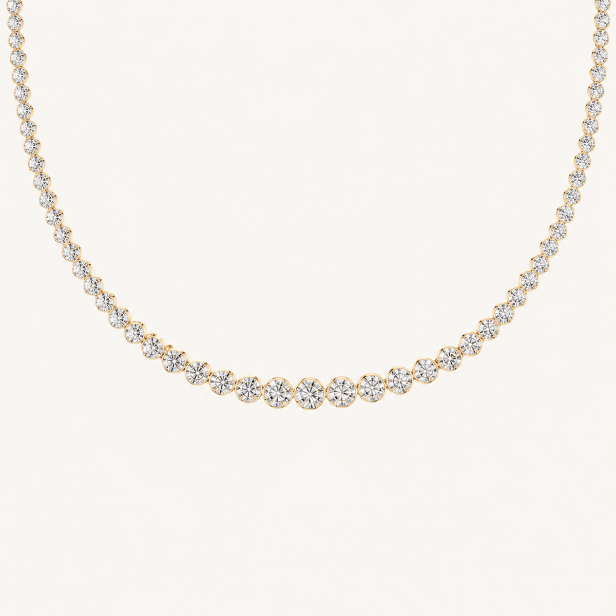 10CT Round Cut Lab Grown Diamond Graduating Tennis Necklace