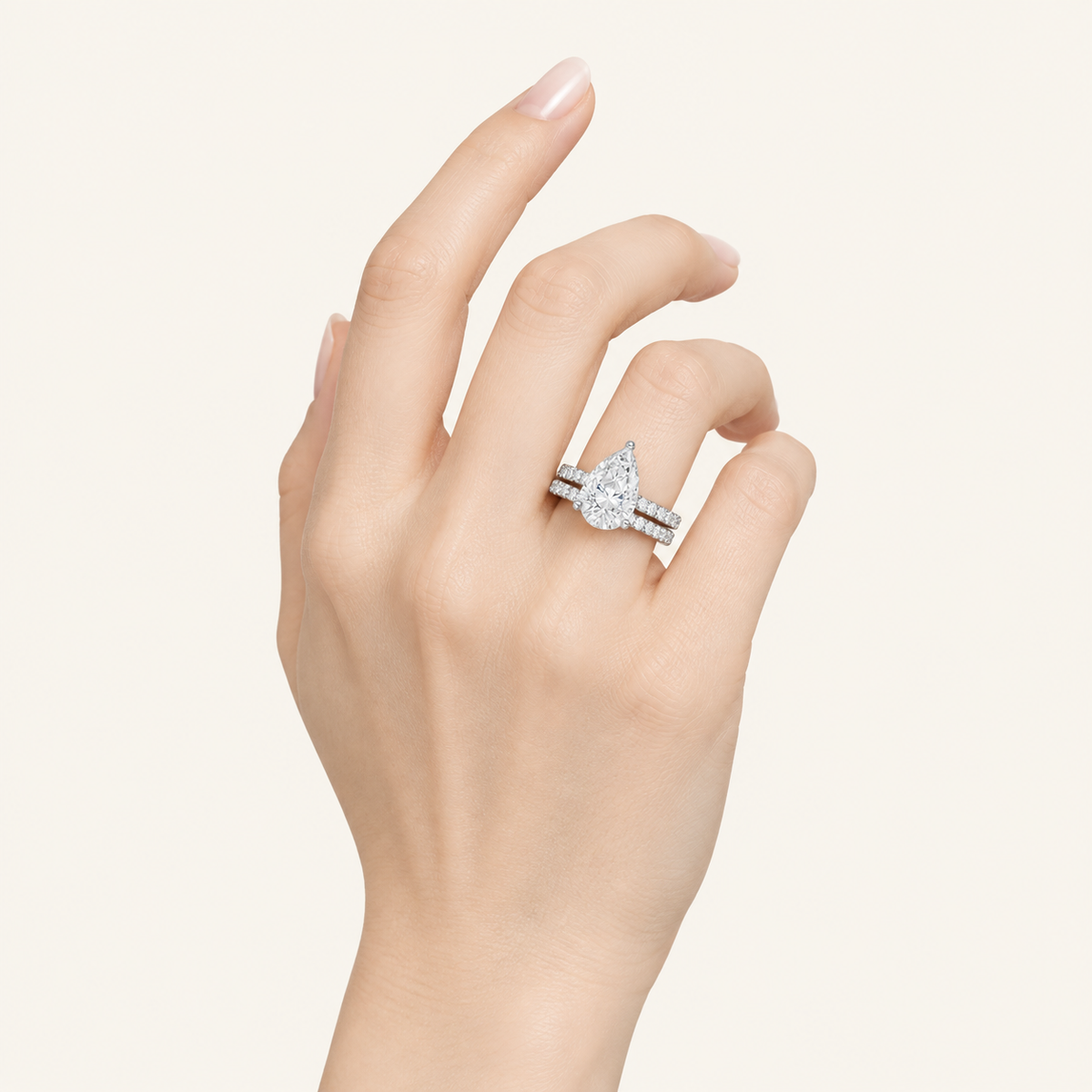2.50CT Pear Cut Lab Grown Diamond Bridal Set