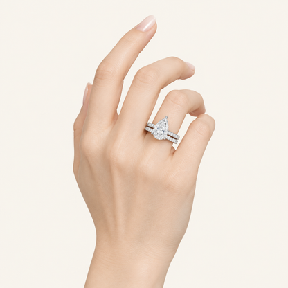 2.50CT Pear Cut Lab Grown Diamond Bridal Set