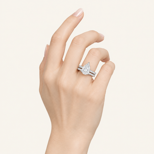 2.50CT Pear Cut Lab Grown Diamond Bridal Set