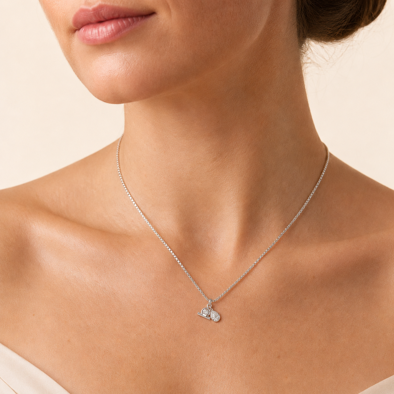 1CT Pear Cut Lab Grown Diamond Zodic Pendant Necklace