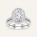 2.00CT Oval Cut lab Grown Diamond Halo Bridal Set