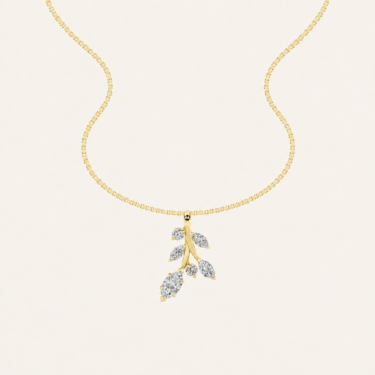 1.5CT Marquise Cut Lan Grown Diamond Leaf Motif pendant Necklace