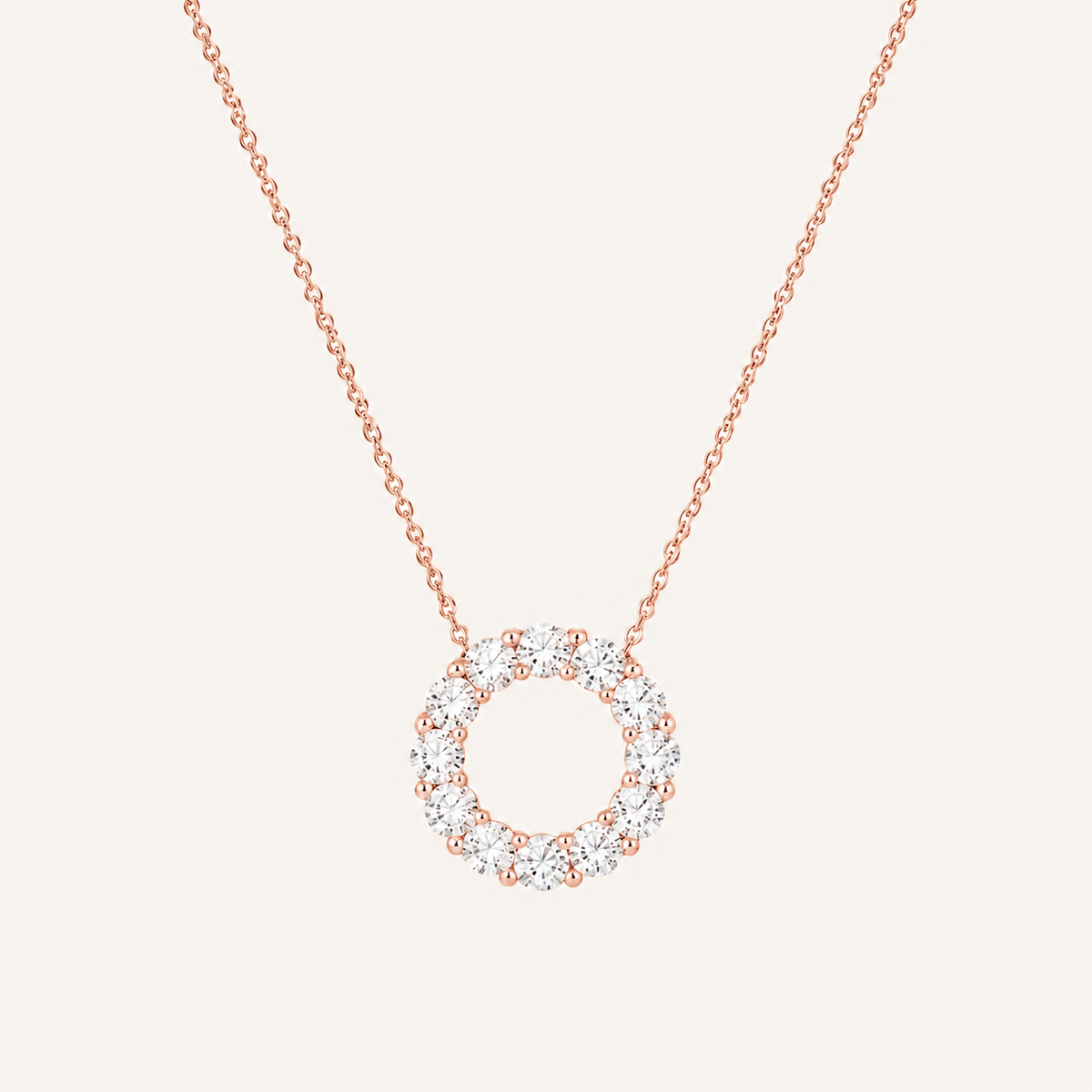 2CT Round Cut Lab Grown Diamond Circle Pendant Necklace