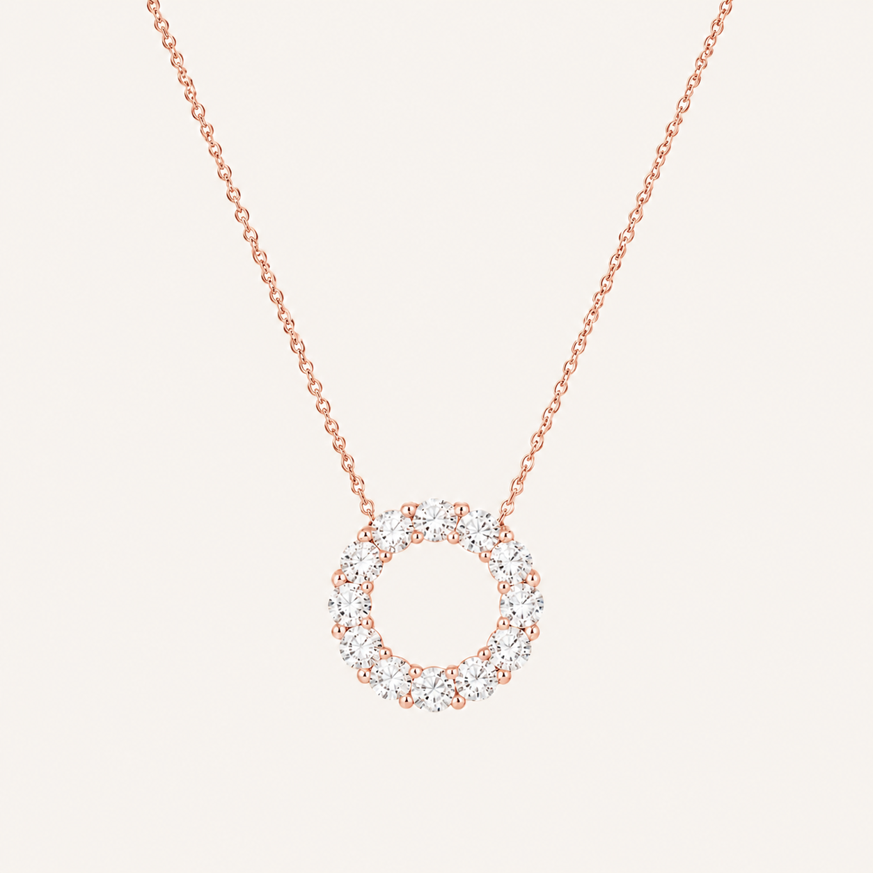2CT Round Cut Lab Grown Diamond Circle Pendant Necklace
