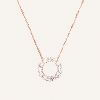 2CT Round Cut Lab Grown Diamond Circle Pendant Necklace