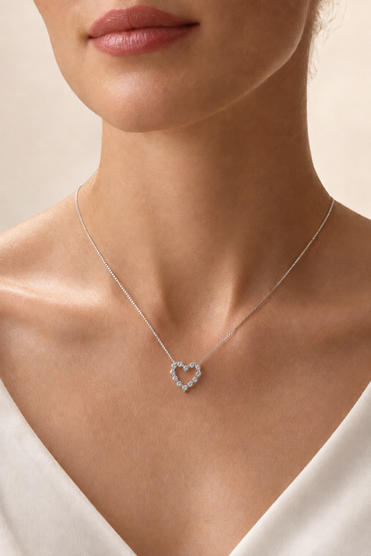 2CT Round Cut Lab Grown Diamond Pendant Heart Necklace