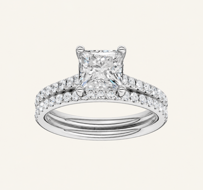 2.50CT Princess Cut Lab Grown Diamond Bridal Set