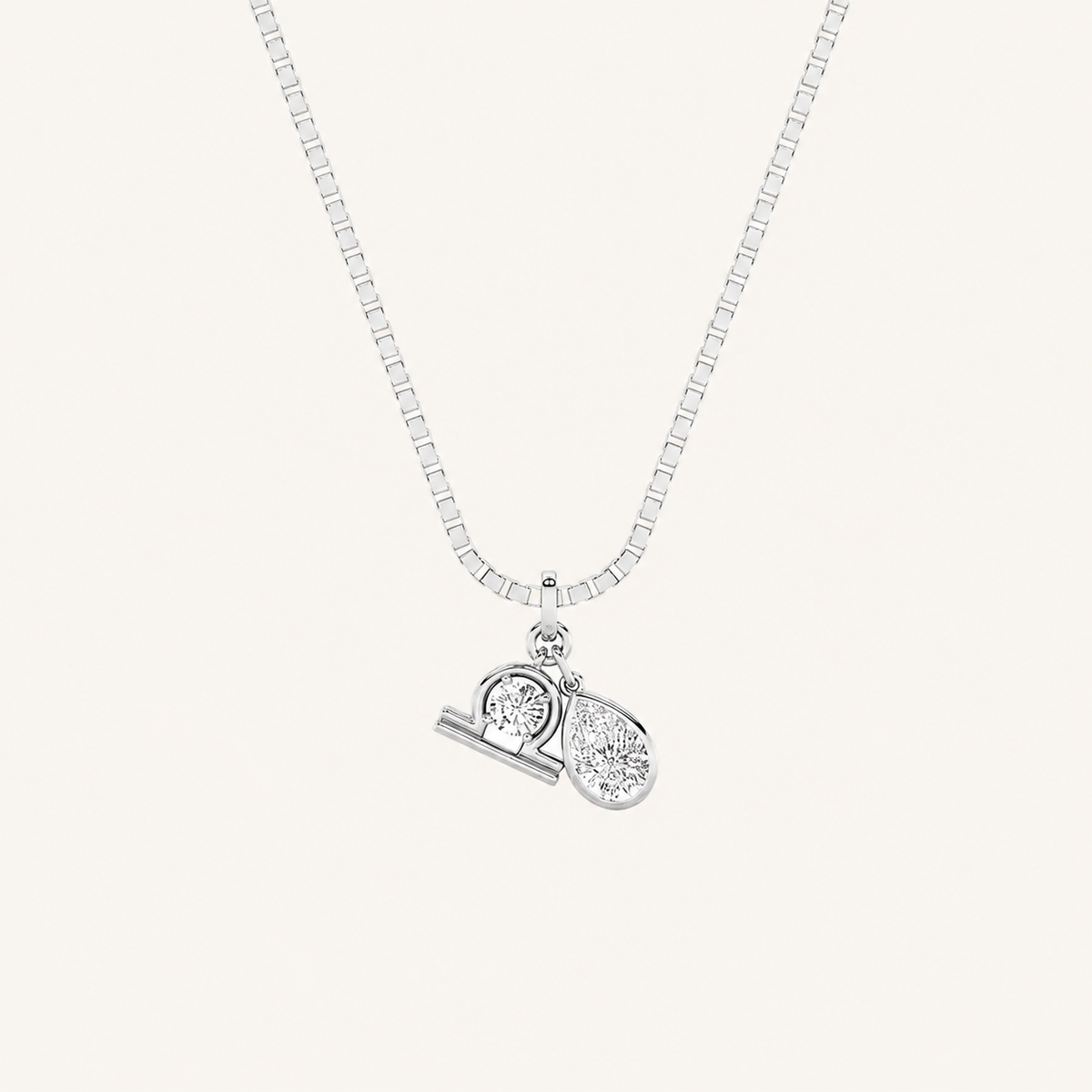 1CT Pear Cut Lab Grown Diamond Zodic Pendant Necklace