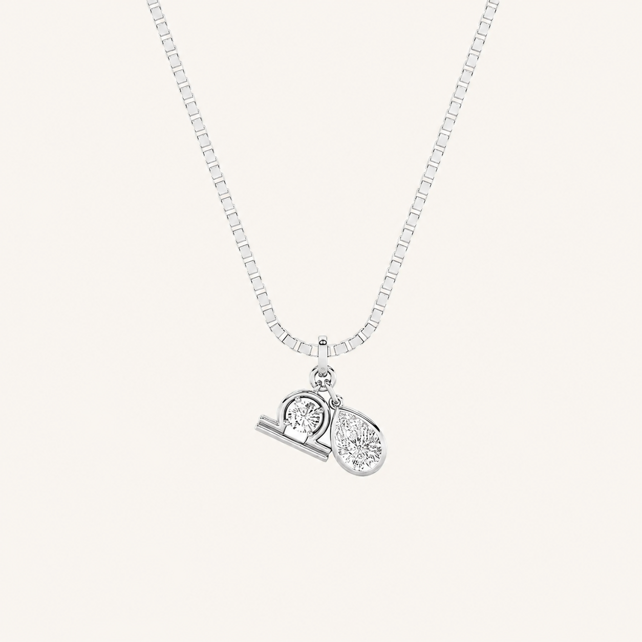 1CT Pear Cut Lab Grown Diamond Zodic Pendant Necklace