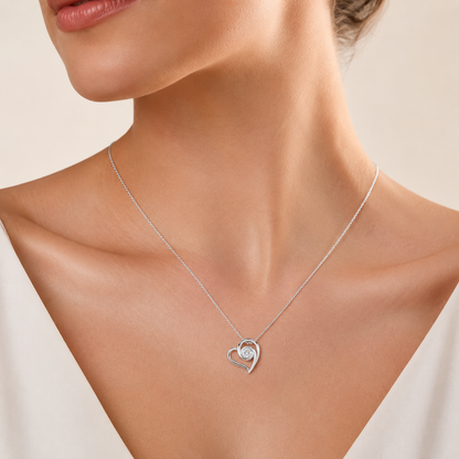 1CT Round Cut Lab Grown Diamond Pendant Heart Necklace