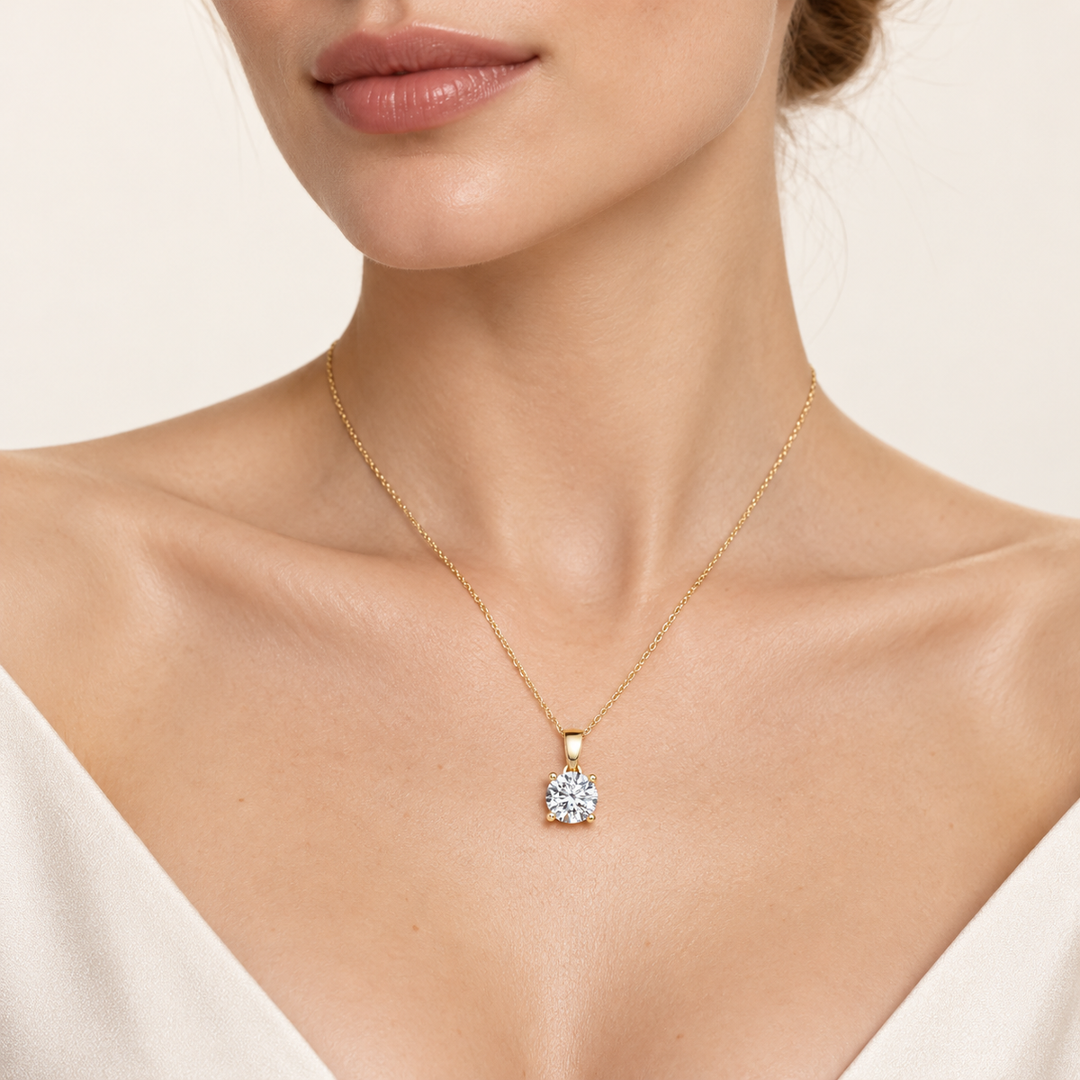 1.00CT Round Cut Lab Grown Diamond Pendant