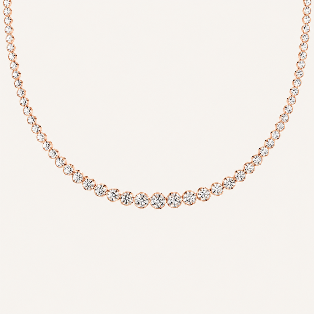 10CT Round Cut Lab Grown Diamond Graduating Tennis Necklace
