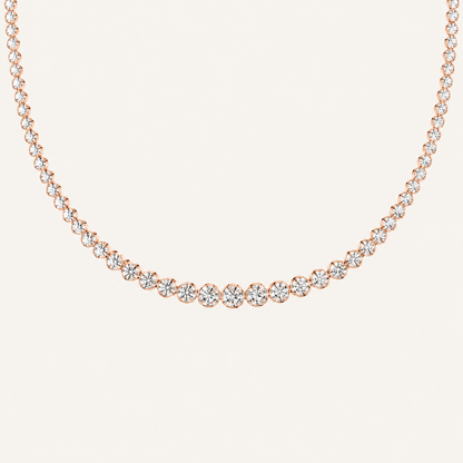 10CT Round Cut Lab Grown Diamond Graduating Tennis Necklace