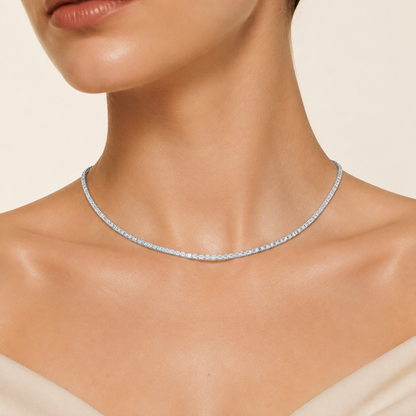 40CT Emerald Cut Lab Grown Diamond Tennis Necklace