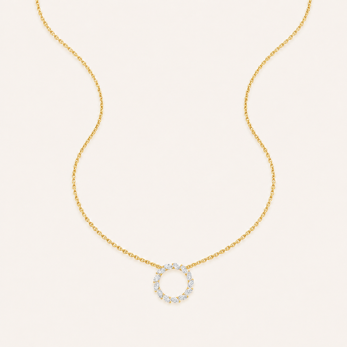 2CT Marquise Cut Lab Grown Diamond Circle Pendant Necklace