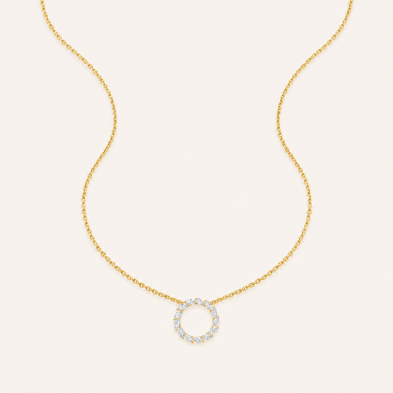 2CT Marquise Cut Lab Grown Diamond Circle Pendant Necklace