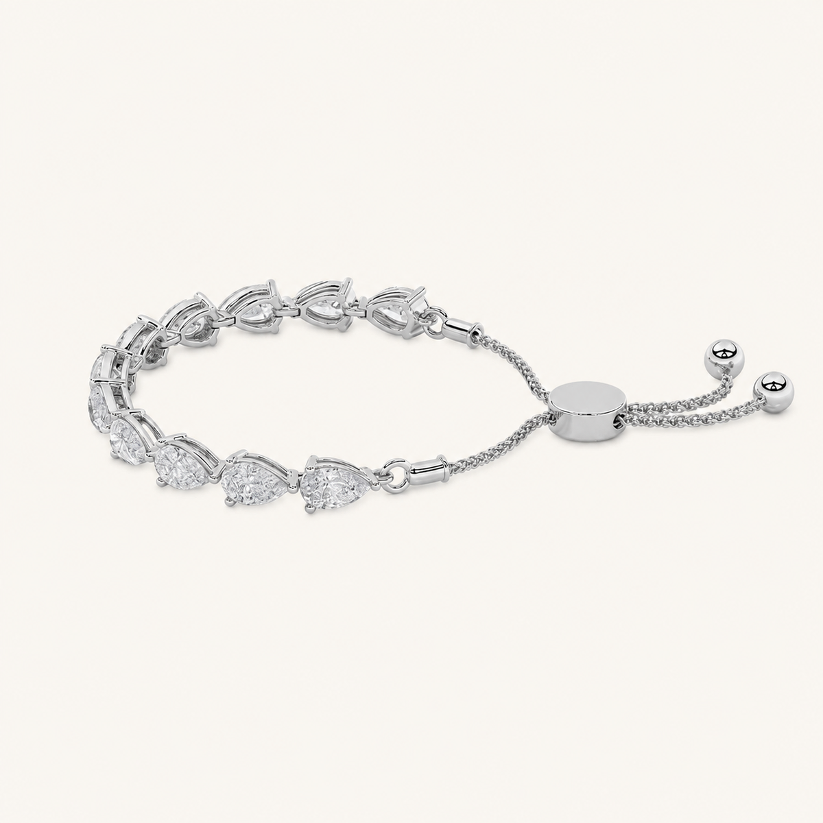 3.5CT Pear Cut Lab Grown Diamond Bolo Bracelet