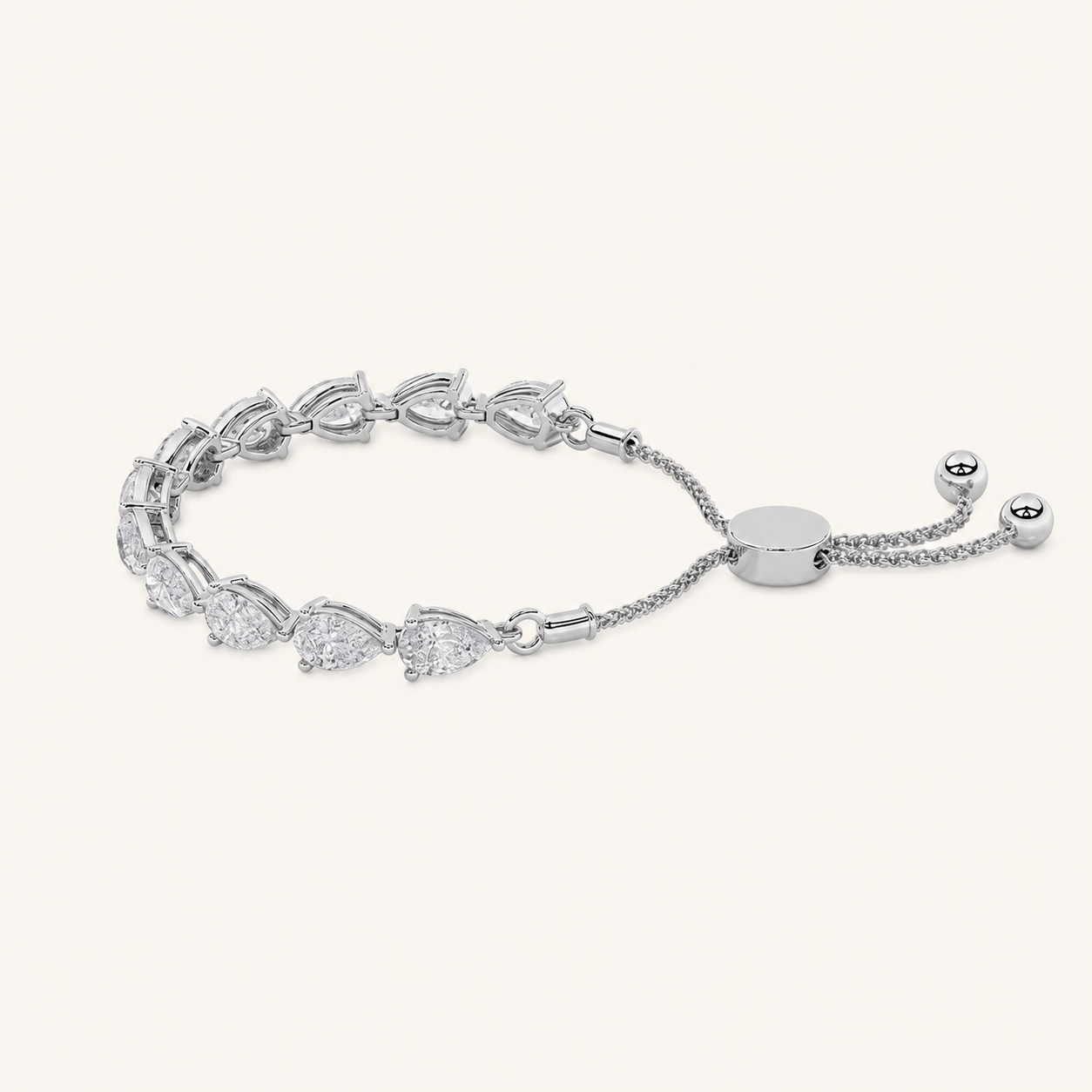 3.5CT Pear Cut Lab Grown Diamond Bolo Bracelet