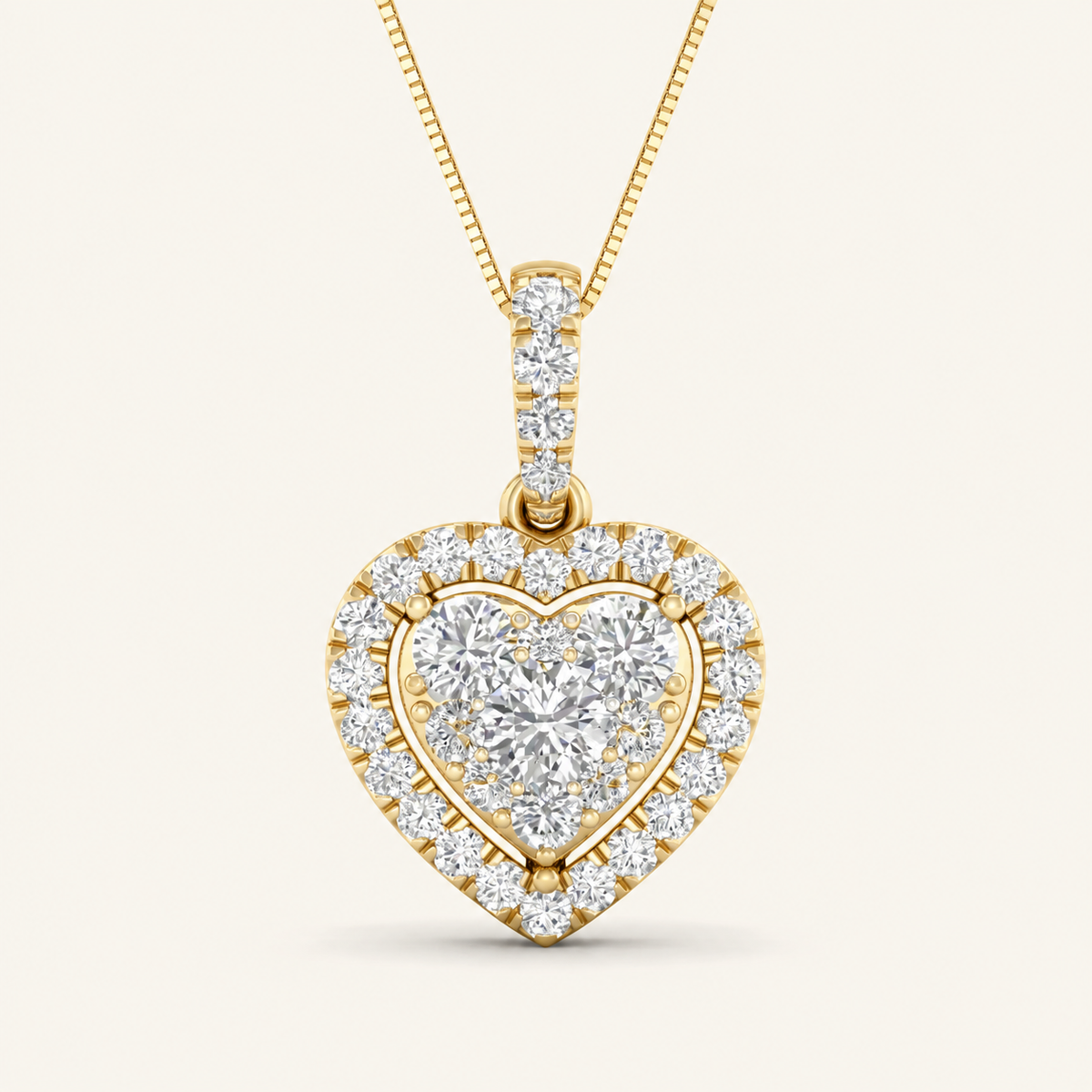 0.50CT Round Cut Lab Grown Diamond Heart Pendant Necklace
