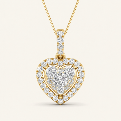 0.50CT Round Cut Lab Grown Diamond Heart Pendant Necklace