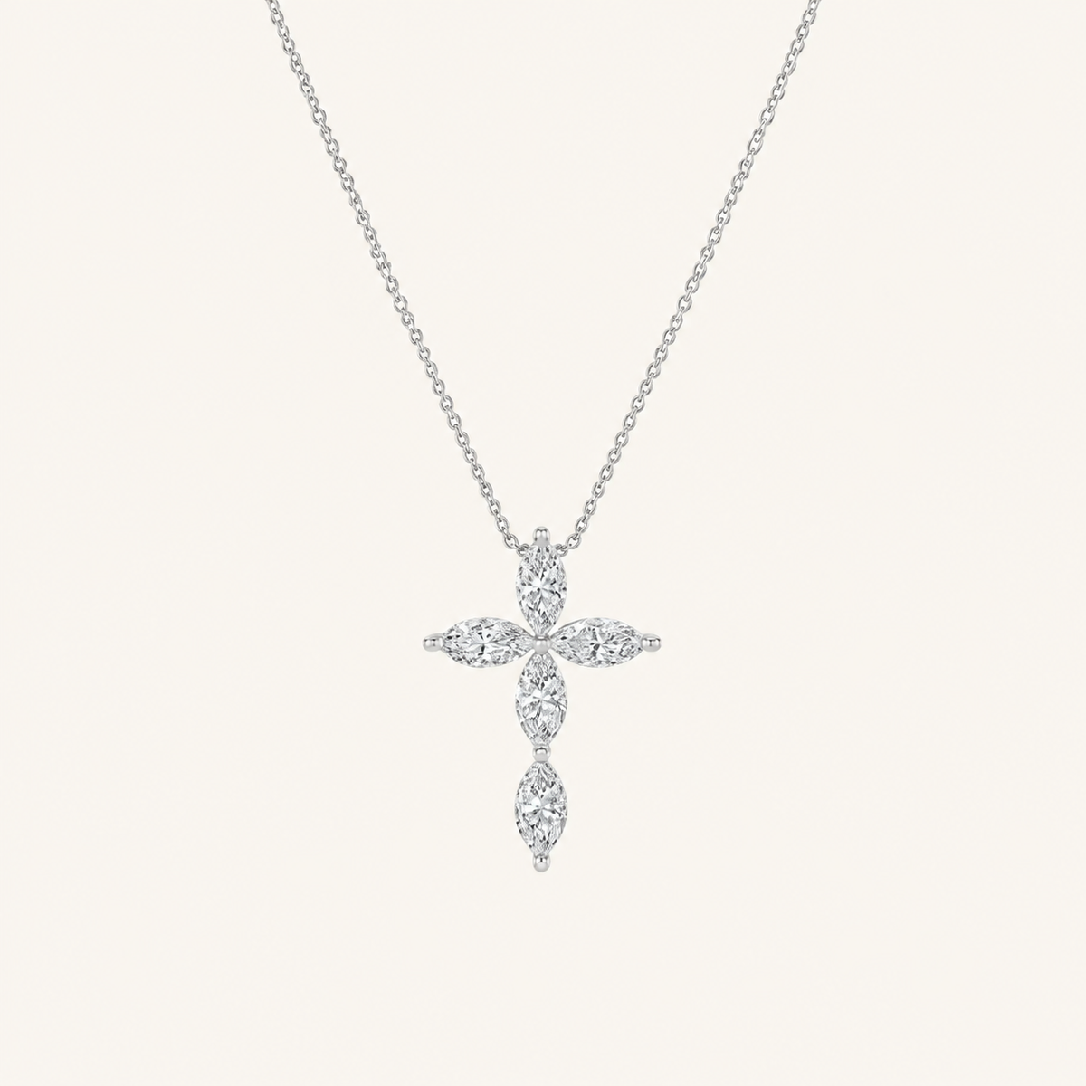 1.5CT Marquise Cut Lab Grown Diamond Pendant Cross Necklace