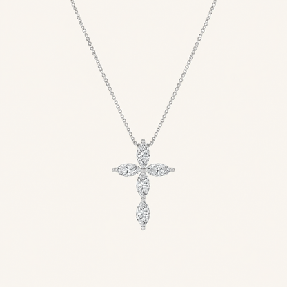 1.5CT Marquise Cut Lab Grown Diamond Pendant Cross Necklace