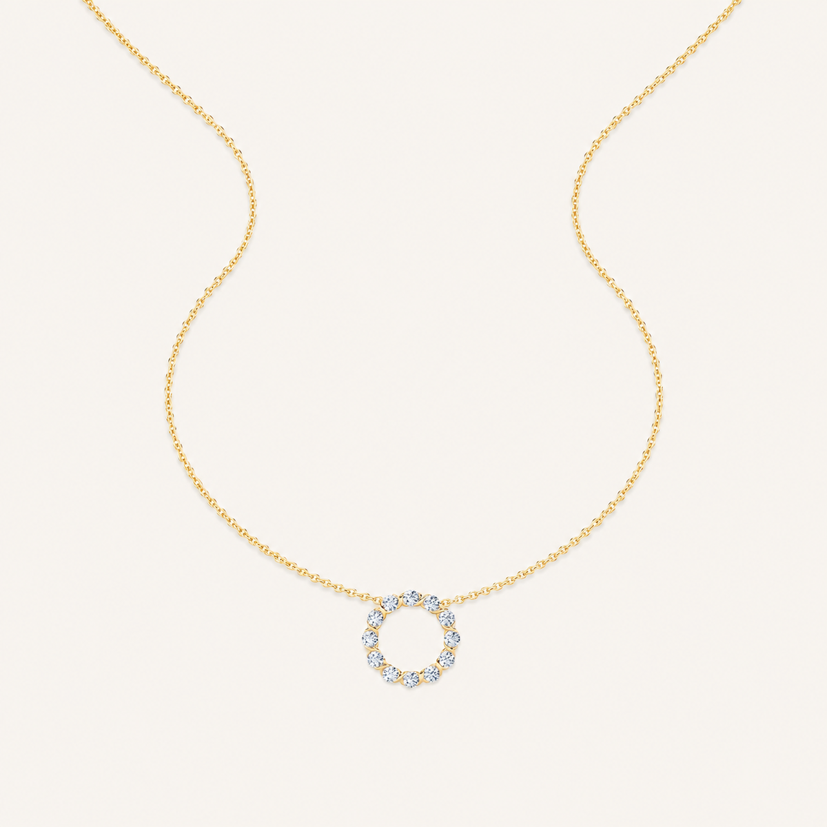 2CT Round Cut Lab Grown Diamond Circle Pendant Necklace