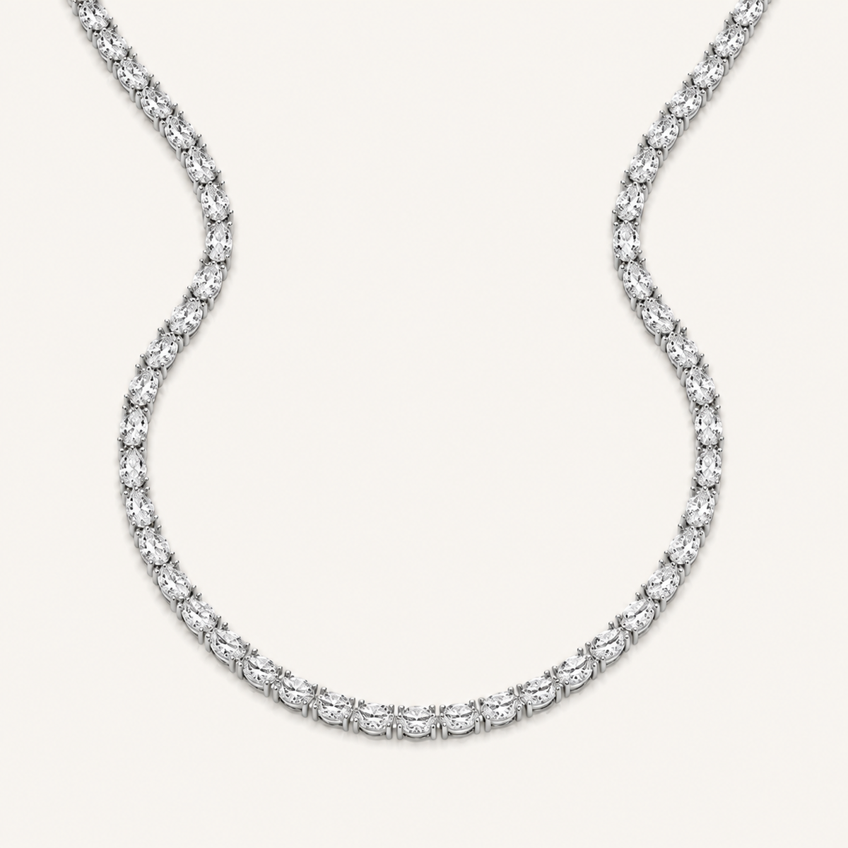 25CT Oval Cut Lab Grown Diamond Tennis Necklace